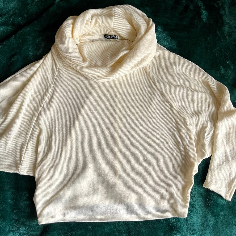Cropped Cowl Neck Sweater